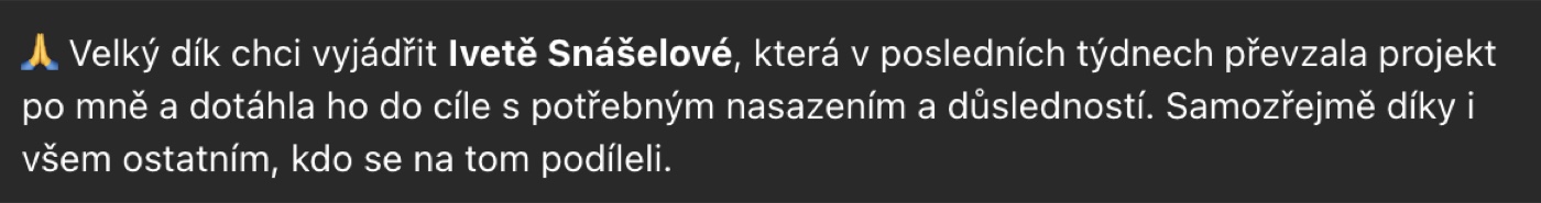 Snímek původní zprávy ze Slacku